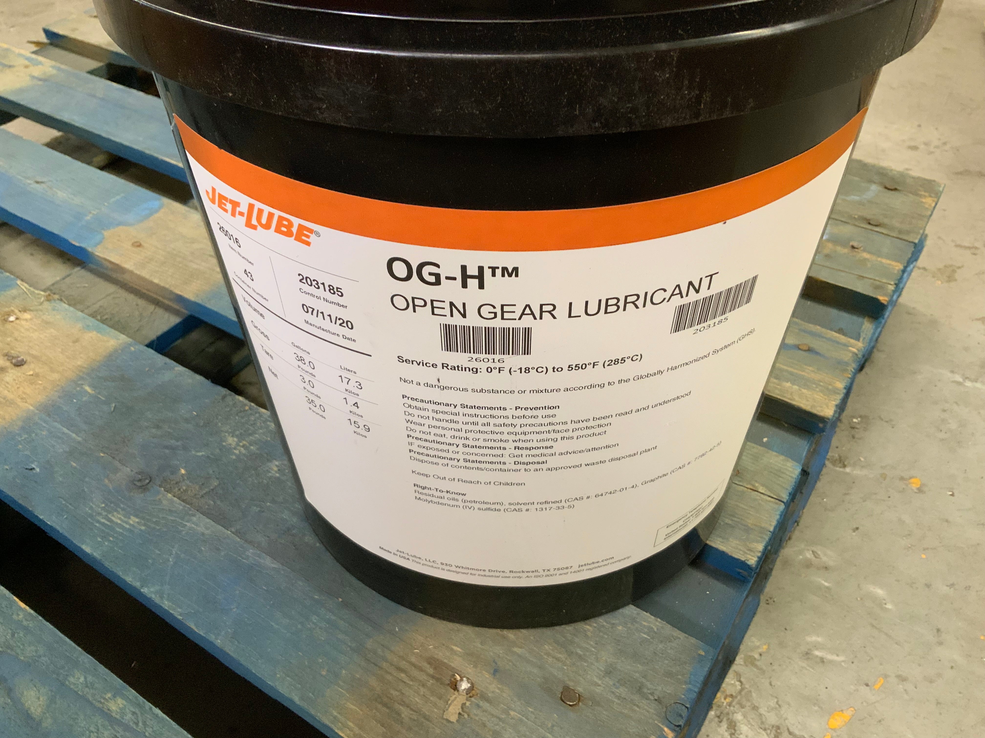 JET-LUBE Gear Lubricant: OG-H, 5 gal, Pail, NLGI Grade 3 (8171115643118)